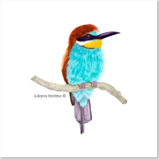 Bee Eater Bird Realistic Illustration Posters and Art